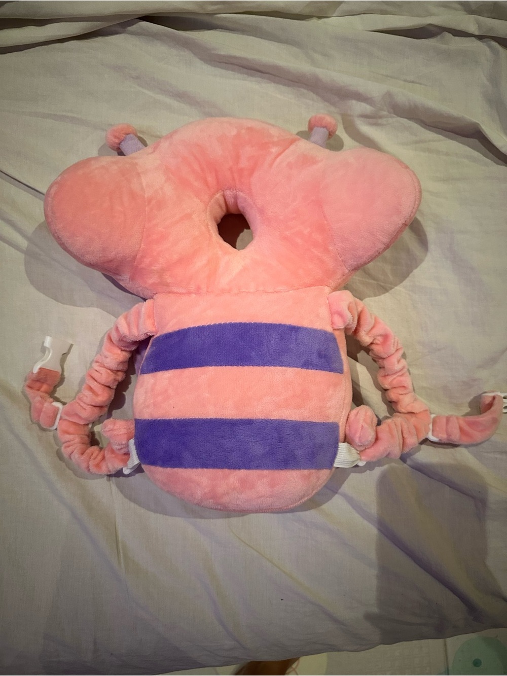 Plush Pink & Purple Bee Back Support Pillow for Kids